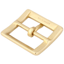 Ledergürtel-Schnalle Messing 40x56mm mit Einzelnadel-Endsteg, Gold für Taschen