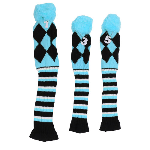 3PCS Knitted Golf Club Head Covers Fine Pattern