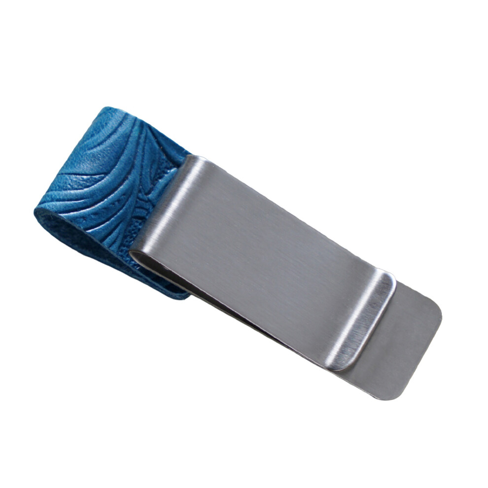 Pen Holder With Clip Leather Pen-Stainless Steel Carved Blue 7751000108458