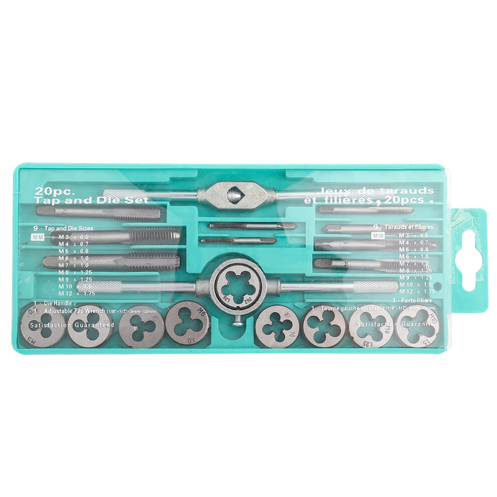 20pcs Taps and Dies Set M3~M12 Screw Thread & Tap