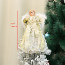 (Gold) 30cm Christmas Angel Tree Topper Fairy Statue Xmas Ornament Home Holiday Decor