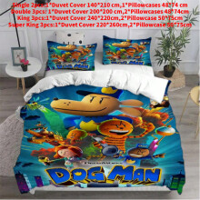(Dark Blue, Single(140x210cm)) Bedding Dog Man Set Cartoon Comforter Cover Duvet Pillow Case Bedroom Decoration
