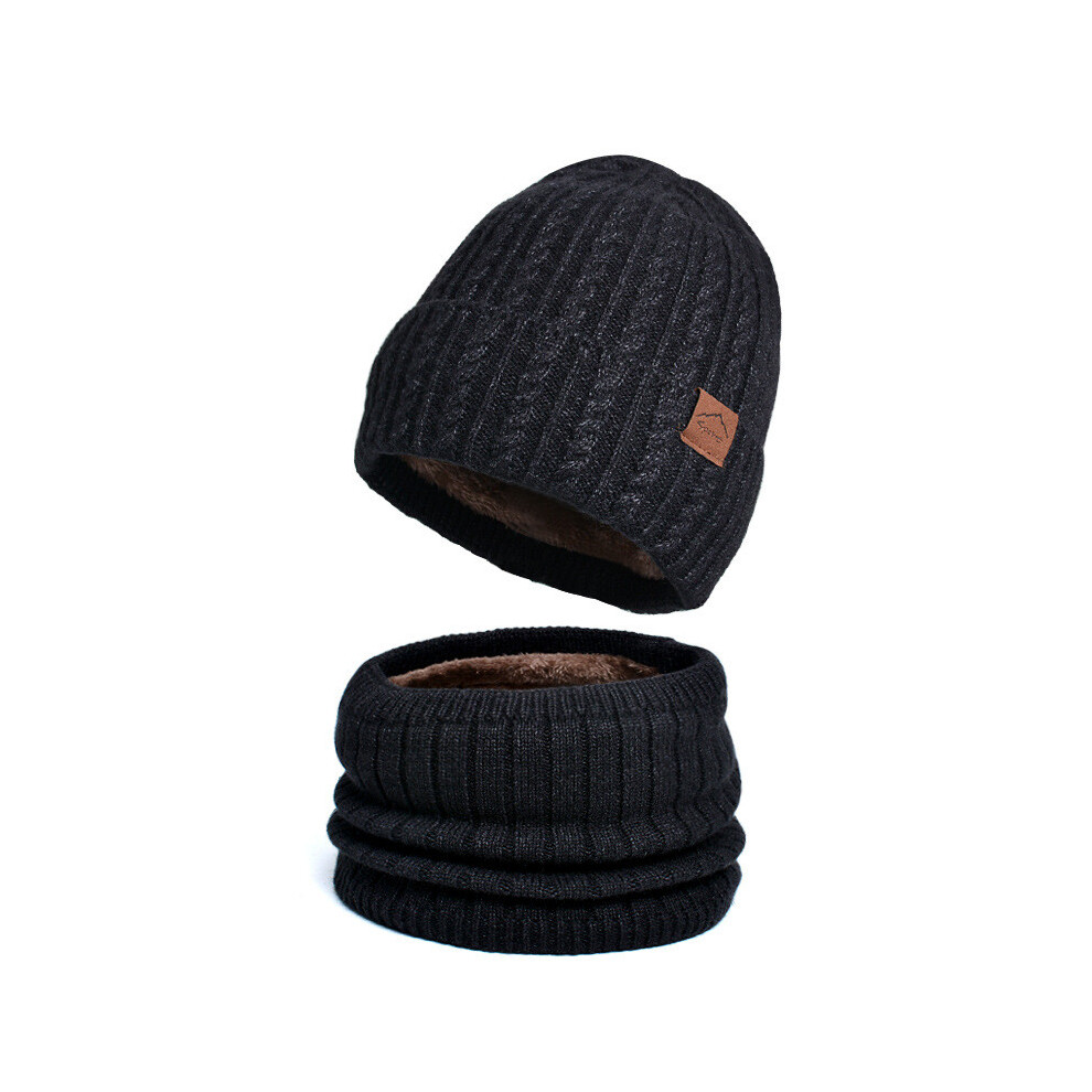 (Black) Knitted Warm Winter Hat Gloves And Scarf Set For Activities Outdoor Winter Black