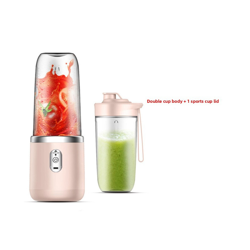(Pink) Portable Mini Rechargeable Juicer Usb Wireless Automatic Shake Blender Fruit