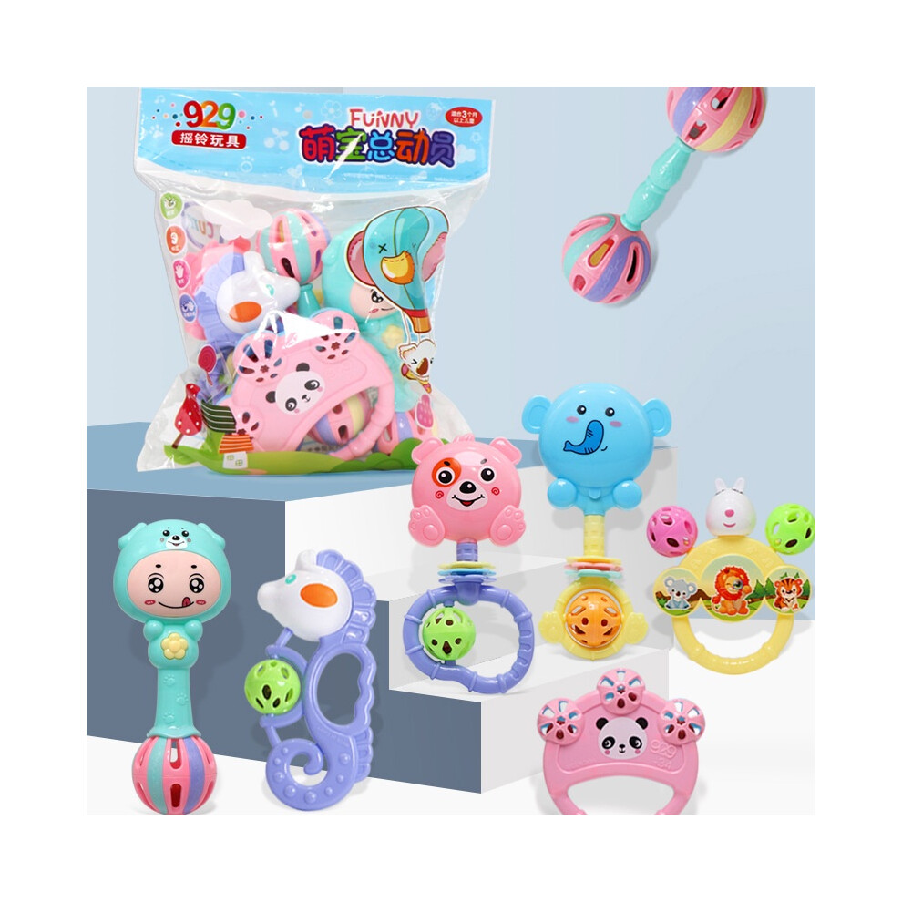 Eco 7pcs Friendly Plastic Baby Teething Toys Set Safe Infant Rattle Socks Gift