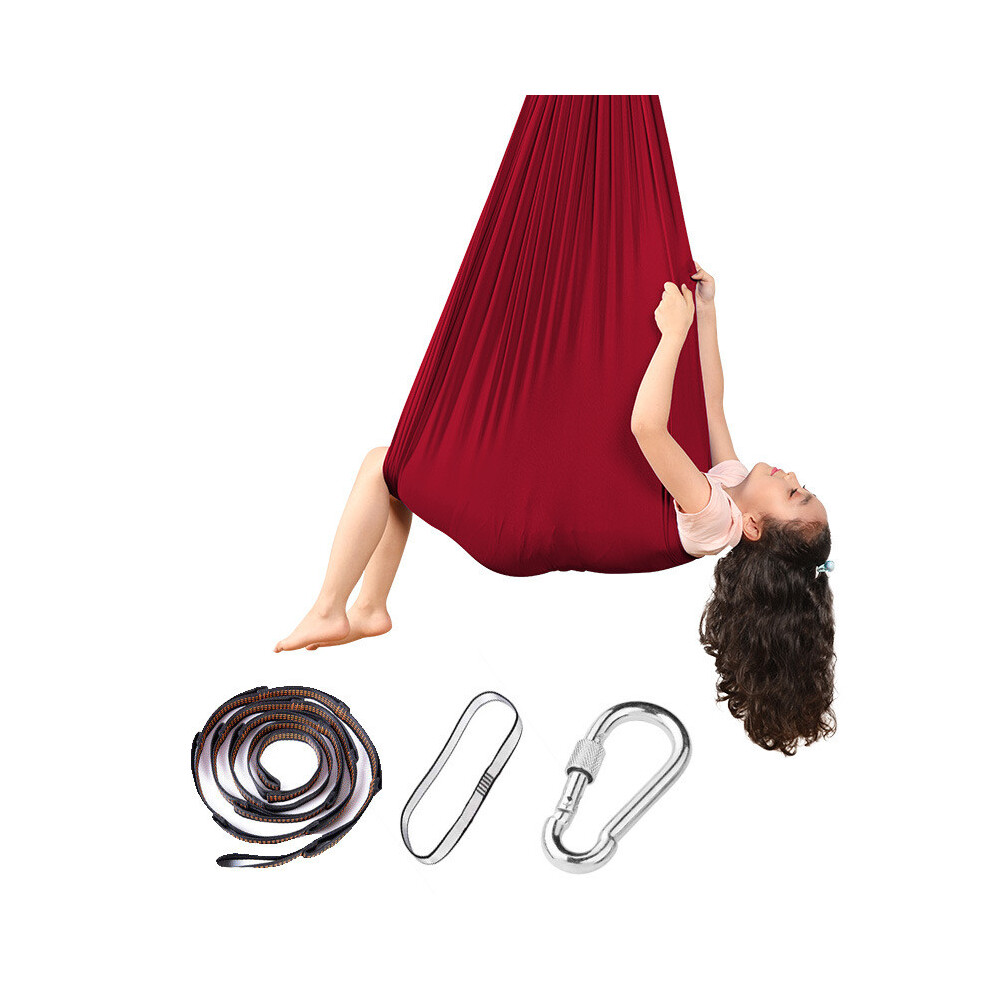 (Burgundy, 280*150CM) Therapy Swing Kids Cuddle Hammock With Autism Adhd Outdoors Aspergers Sensory-image-OPC-PKG9FG7-NEW