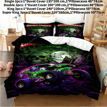 (Black, Single(135x200cm)) Monster Bedding Jam Set Single Twin Full Queen King F1 Bedroom Bed Duvetcover