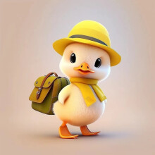 (Style 3) Yellow Little Duck Wearing Hat With Acrylic Flat Surface For Backpack Pendant