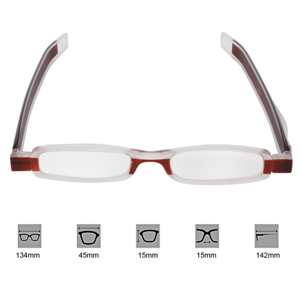 Rotational Folding Dual Color Reading Glasses TR90 150 Tea Color 14cm