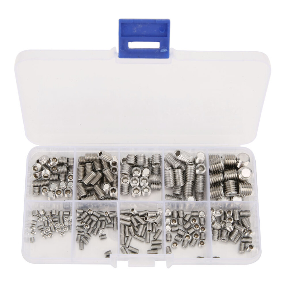 300Pcs Set Screws Set Stainless Steel Hex Socket