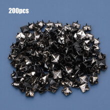 200 Stück Helle Schwarze Metallquadratnieten für Schuhe, Taschen, Hüte DIY 9 mm Zubehör