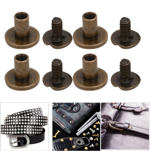 50 Set 8mm Copper Flat Head Rivets for Leather Notebook Binding, Bronze 2