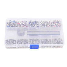 250 Stück Strass-Niete mit 8 mm in 5 Farben für DIY Leder & Kleidung