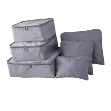 6 pièces ensemble de sacs organisateurs de bagages gris 40x12x30 cm