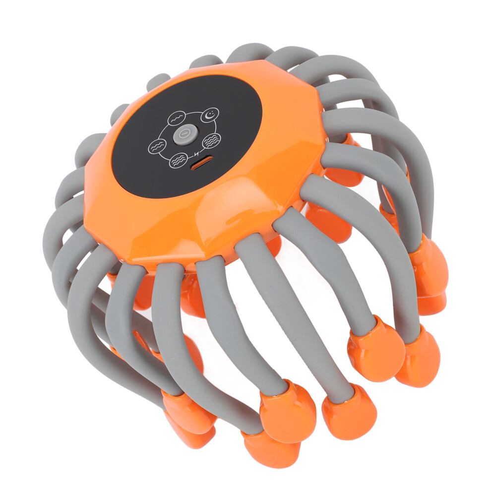 Red/Orange Electric Claw Head Massager 20 Heads, 900Mah Rechargeable, Vibration Ray