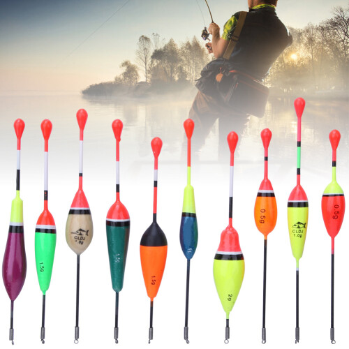 Tragbarer Angelköder-Set: 10 Stück Qualitäts-Balsaholz-Bobber als Angelausrüstung 2