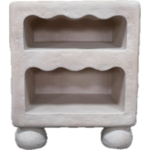 Modern Sculpted Bedside Cabinet | Blush Pink Resin Finish
