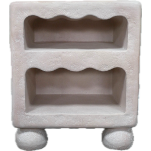 Modern Sculpted Bedside Cabinet | Blush Pink Resin Finish