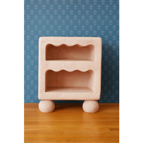 Modern Sculpted Bedside Cabinet | Blush Pink Resin Finish 1