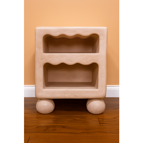 Modern Sculpted Bedside Cabinet | Blush Pink Resin Finish 2