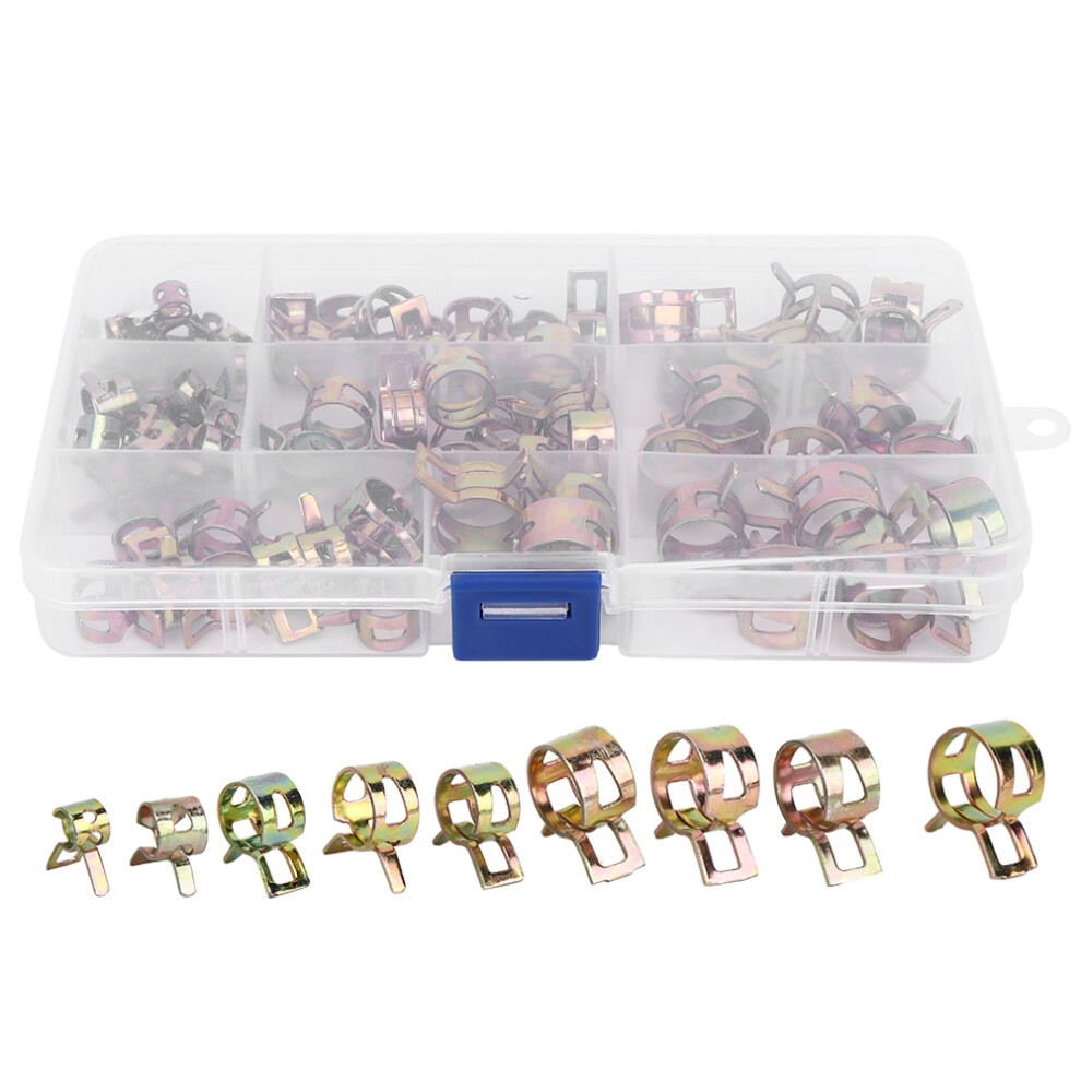 80pcs Galvanized Hose Clamps Spring Clip 6-15mm