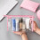 Set da 3 pochette per trucco - PVC trasparente, rosa da viaggio 12