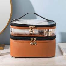 Trousse de maquillage à double étage 2,6 L 23 x 7 x 16 cm Marron
