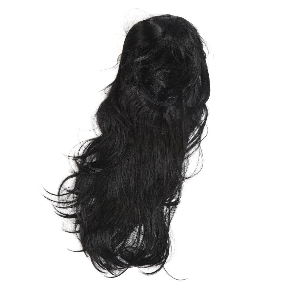 Unisex Black Comfortable Curly Synthetic Wig For Cosplay & Everyday Style