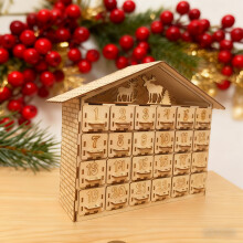 (1pc) 3D Assembled Wooden Christmas Advent Calendar with 24 Drawers - Reindeer - Shaped Ornament for Christmas Countdown Holiday Decoration