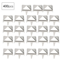 400 Stück 4mm-7mm Messing-Quadratnieten für Lederarbeiten Taschen Schuhe Gürtel Silber
