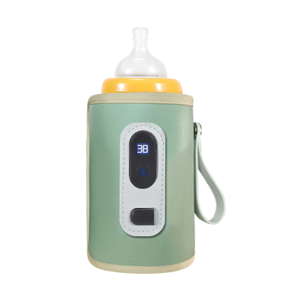 Portable Milk Bottle Warmer Bag with LCD Display, 5 Temp Settings, Waterproof, 30x14cm, Green