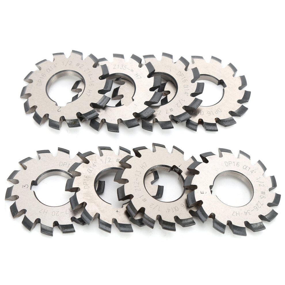8Pcs Involute Gear Milling Cutter Set High Speed