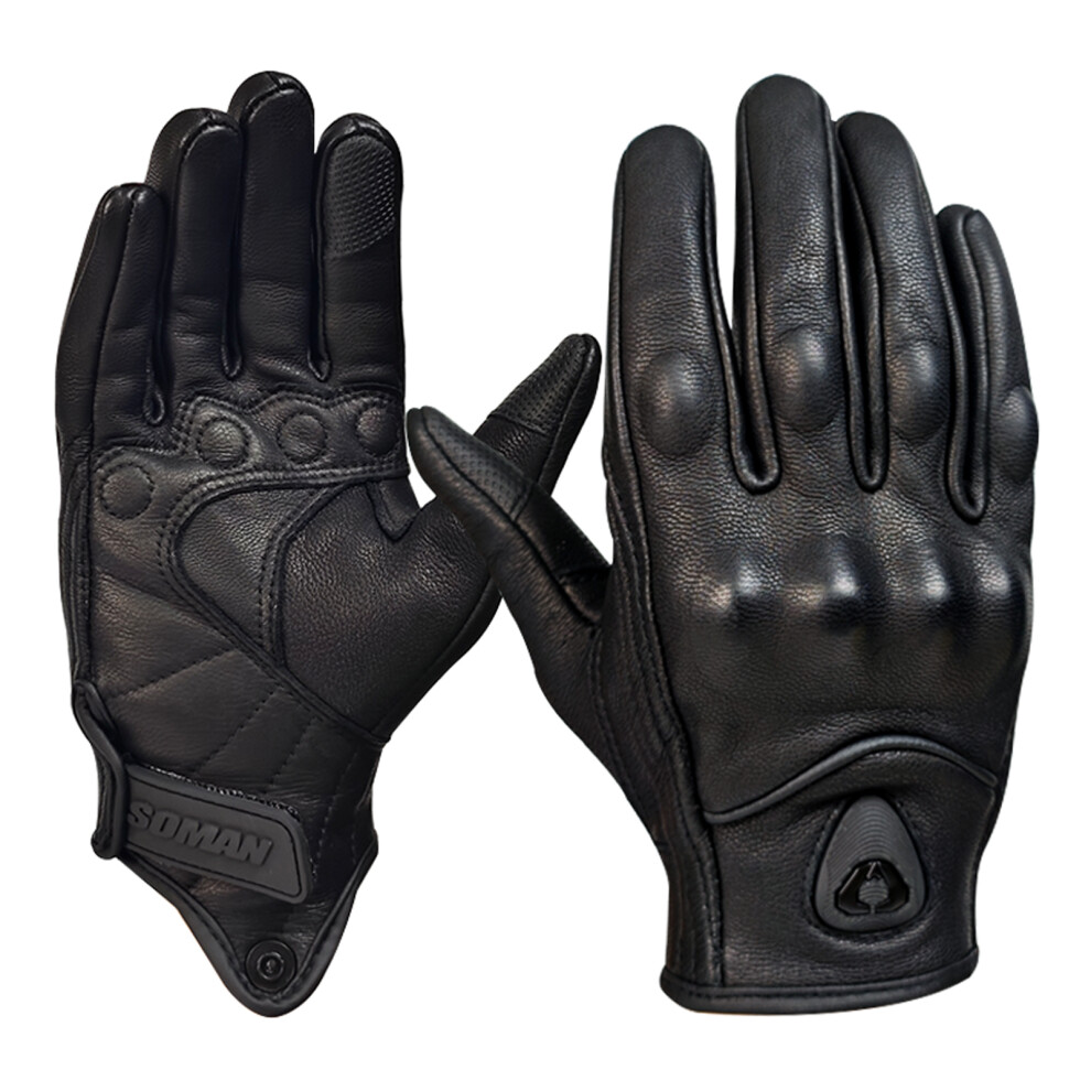 Motorcycle Gloves For Men And Women, Goatskin Black 8320539293011
