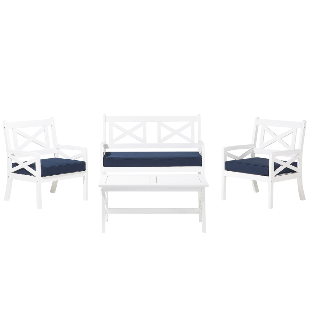 Garden Lounge Set with Table 4 Seater BALTIC Acacia Wood Dark Blue