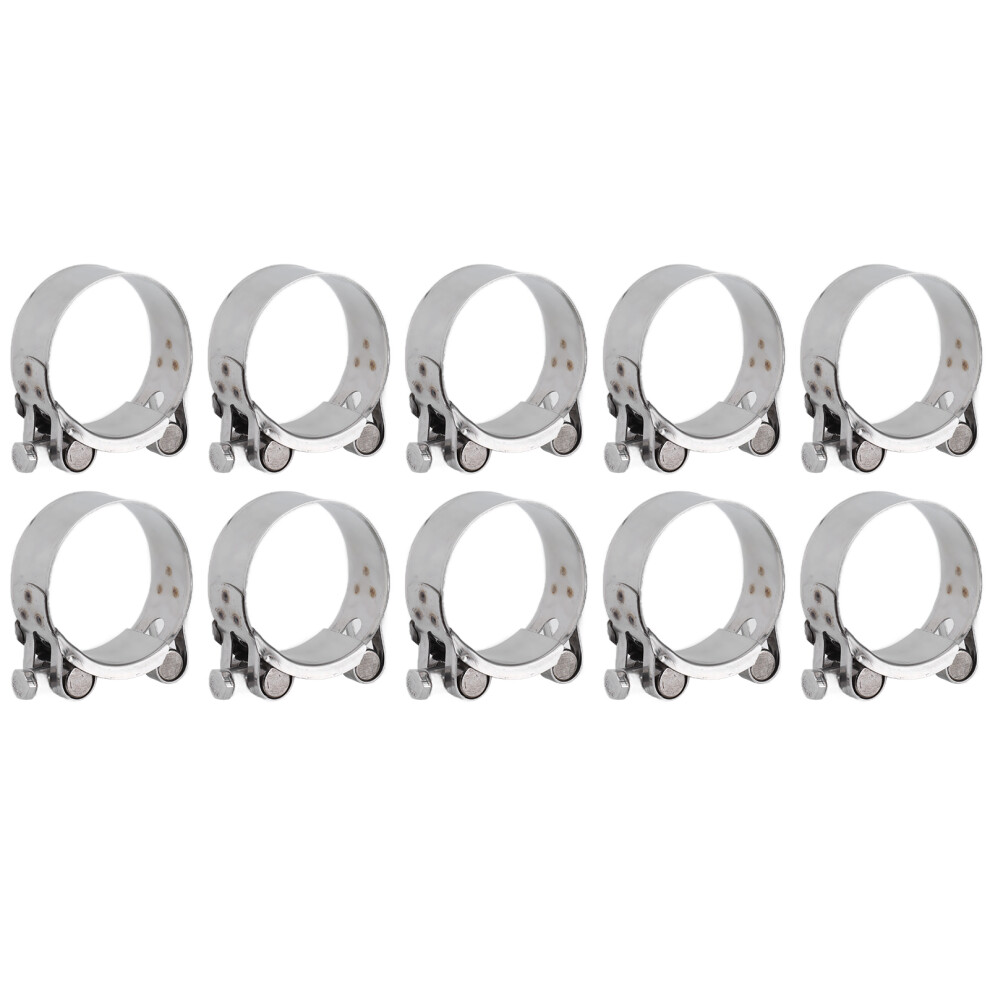 10Pcs Hose Clamp 201 Stainless Steel Reinforced