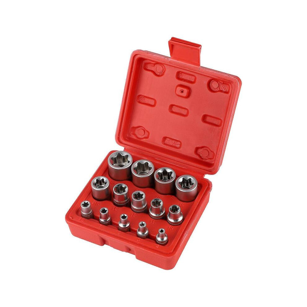 Torx Female Socket Box 1/4" 3/8" 1/2", Torx E Profile Socket E4, E5, E6, E7, E8, E10, E11, E12, E14, E16, E18, E20, E22, E24