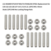 Edelstahl-Header-Stud-Kit für LS-Motoren, 12 Stück, M8 x 45 mm