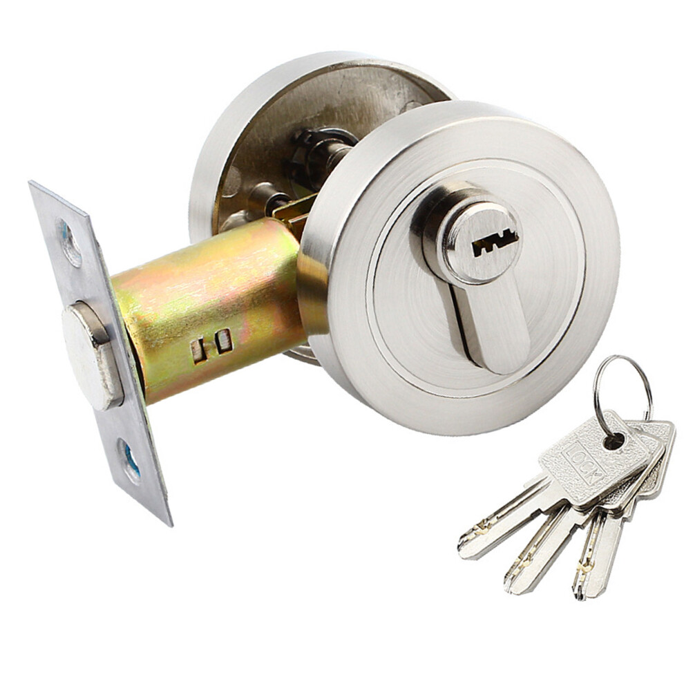 Hide Designs Round Deadbolts Lock For Secure Entry In-Silver 7751000114763