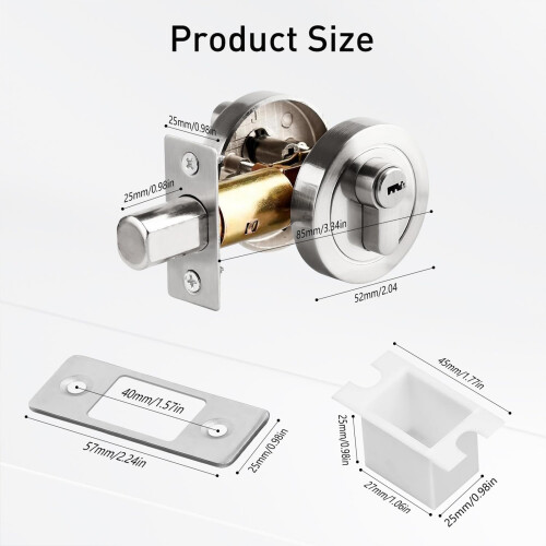 Hide Designs Single Cylinder Deadbolts Sturdy Stainless-Gold 1