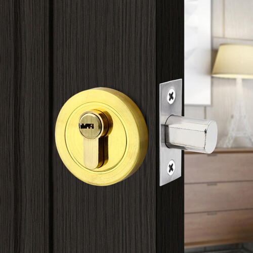 Hide Designs Single Cylinder Deadbolts Sturdy Stainless-Gold 2