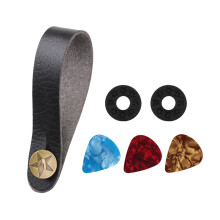 Guitar Strap Holder Button Leather Headstock-Black strap model