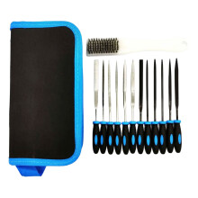 Set of 13 High Quality File Set with Cleaning Brush for-Blue