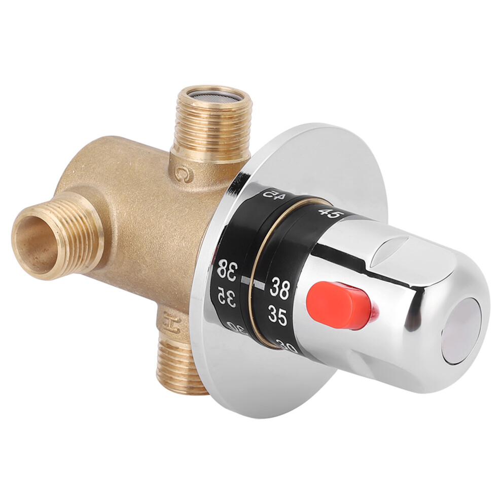 G1/2In Brass 3-Way Thermostatic Mixing Valve, Adjustable, 12.3X8.4cm 8491349492465