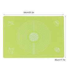 64x45cm Silicone Baking Mat with Scale - Non-Stick, High Temp Resistant, Green