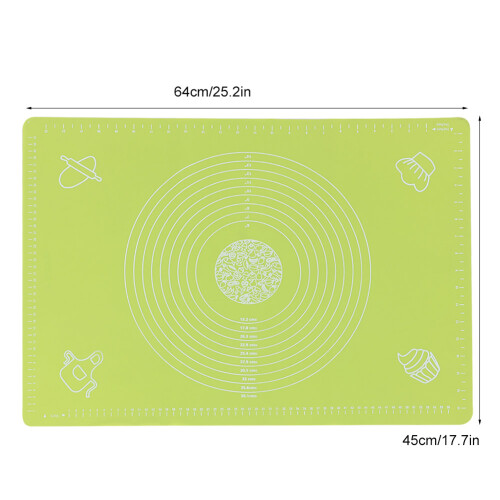 64x45cm Silicone Baking Mat with Scale - Non-Stick, High Temp Resistant, Green