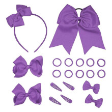 (PL) 20 Pcs Uniform Hair Bows Headband Hair Clips Hair Ties Curly Korker Bows School Hair Accessories Set for Women Girls yellow