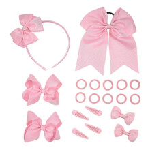 (PK) 20 Pcs Uniform Hair Bows Headband Hair Clips Hair Ties Curly Korker Bows School Hair Accessories Set for Women Girls yellow