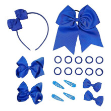 (DD) 20 Pcs Uniform Hair Bows Headband Hair Clips Hair Ties Curly Korker Bows School Hair Accessories Set for Women Girls yellow