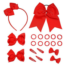 (BR) 20 Pcs Uniform Hair Bows Headband Hair Clips Hair Ties Curly Korker Bows School Hair Accessories Set for Women Girls yellow