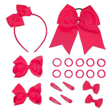 (Rose red) 20 Pcs Uniform Hair Bows Headband Hair Clips Hair Ties Curly Korker Bows School Hair Accessories Set for Women Girls yellow